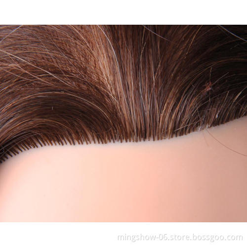 18Inch 100% Real Human Hair Training Head With Wig Dummy Doll Head For Hairdresser Practice Hairstyles Hairdos Haircuts Permed